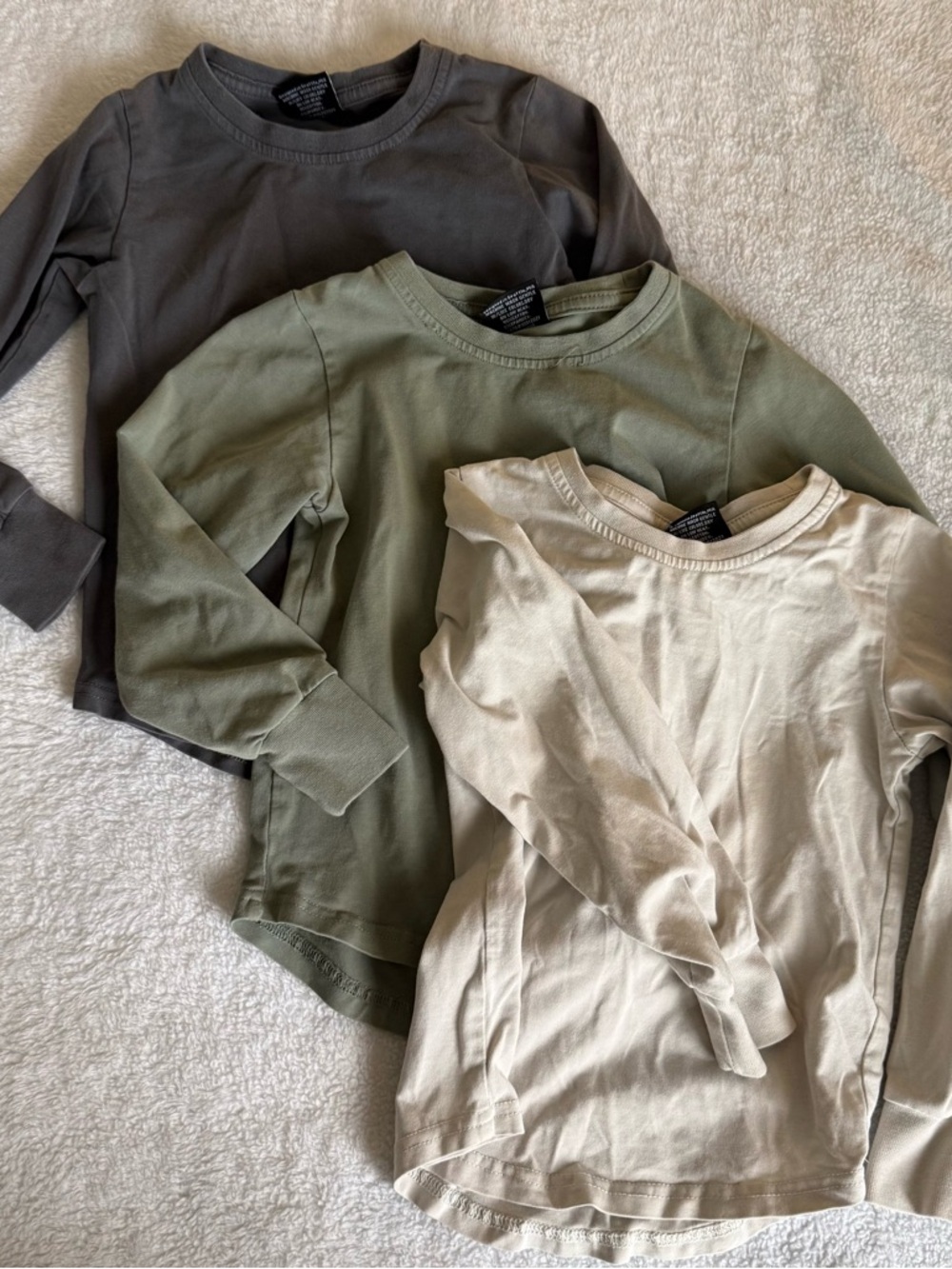 3-Pack Little Bipsy Long Sleeve Tee Set - Olive, Beige, Charcoal